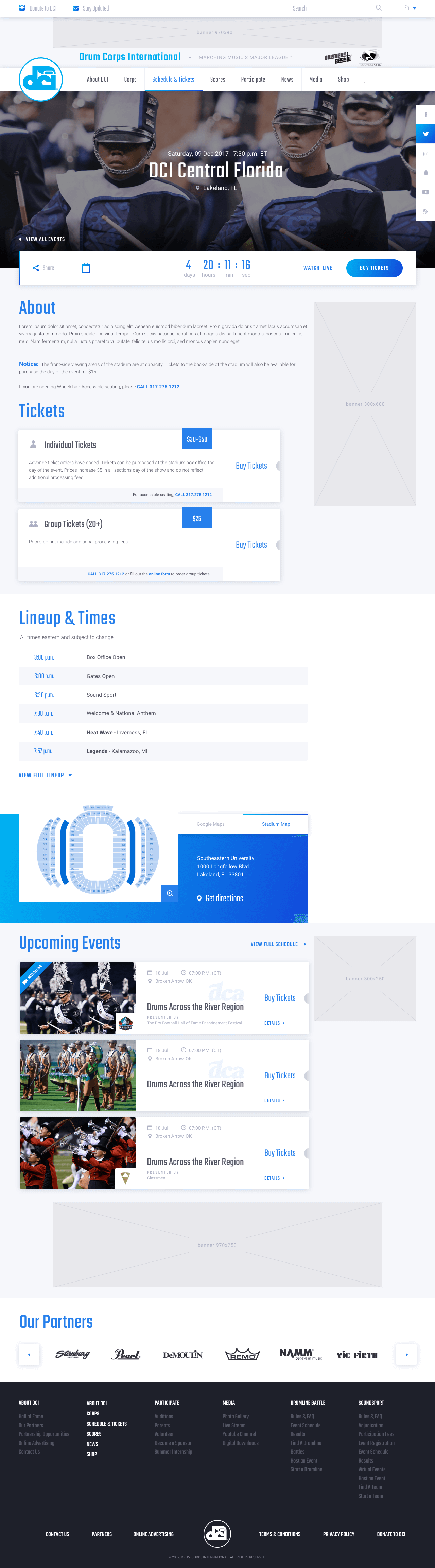 Drum Corps International Inner Page Design and Development