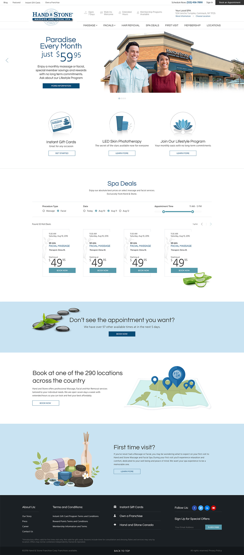 Hand & Stone's Home Page Design and Development