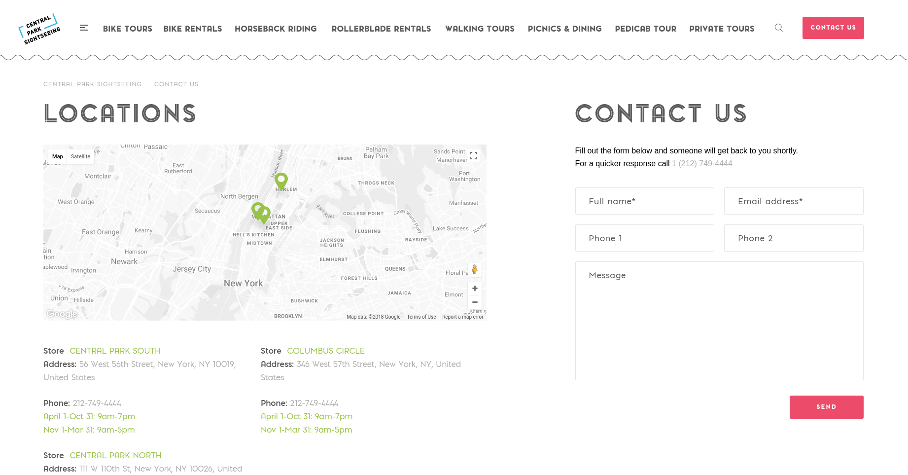 Central Park Sightseeing Inner Pages Design & Development