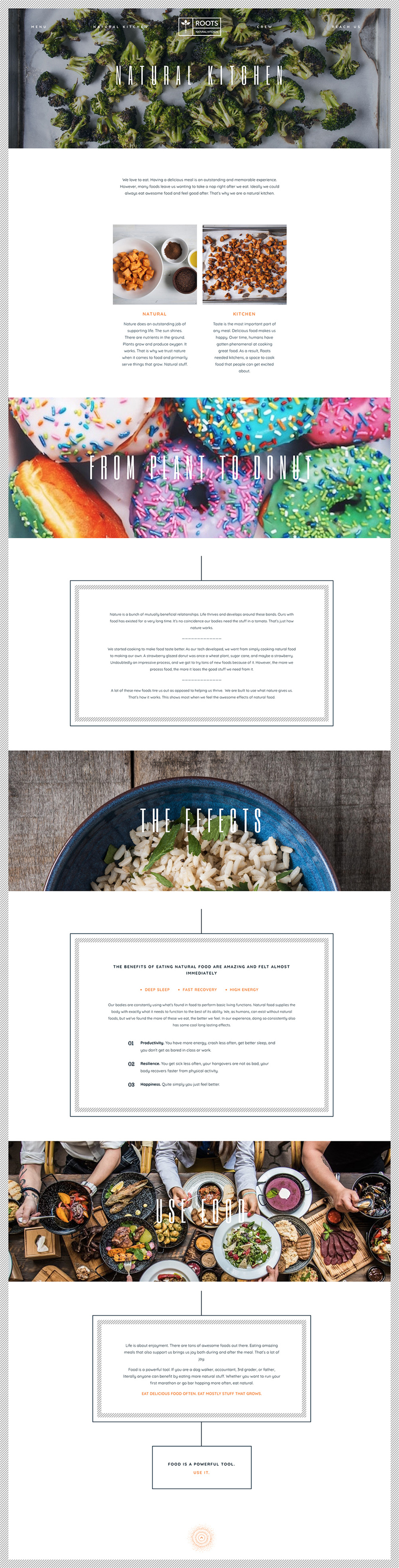 Roots Natural Kitchen's Home Page Design & Development