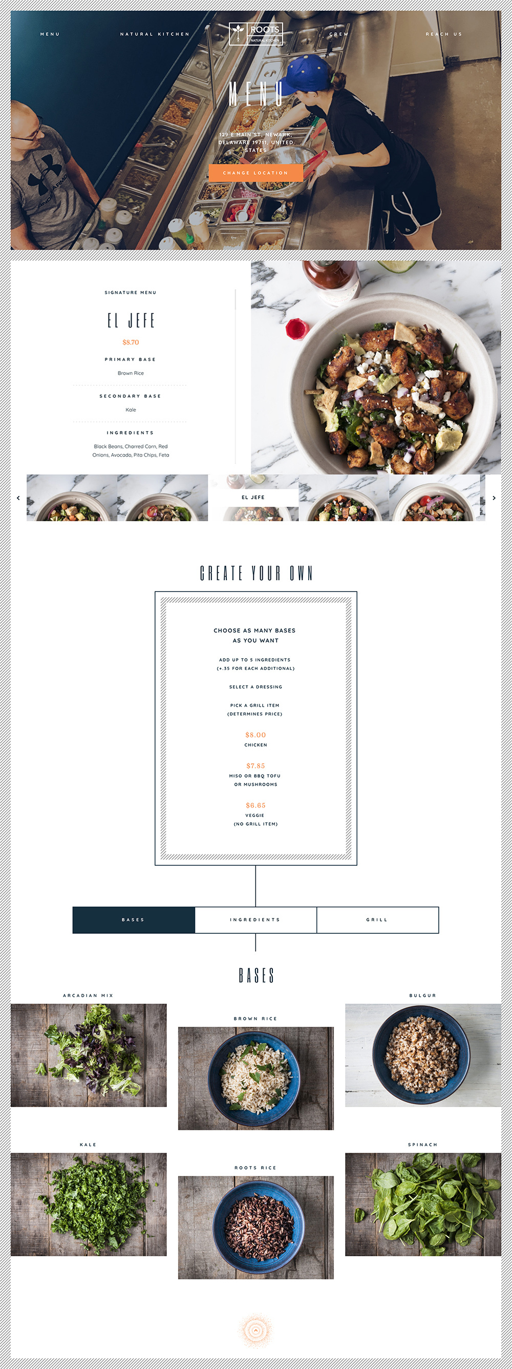 Roots Natural Kitchen's Home Page Design & Development