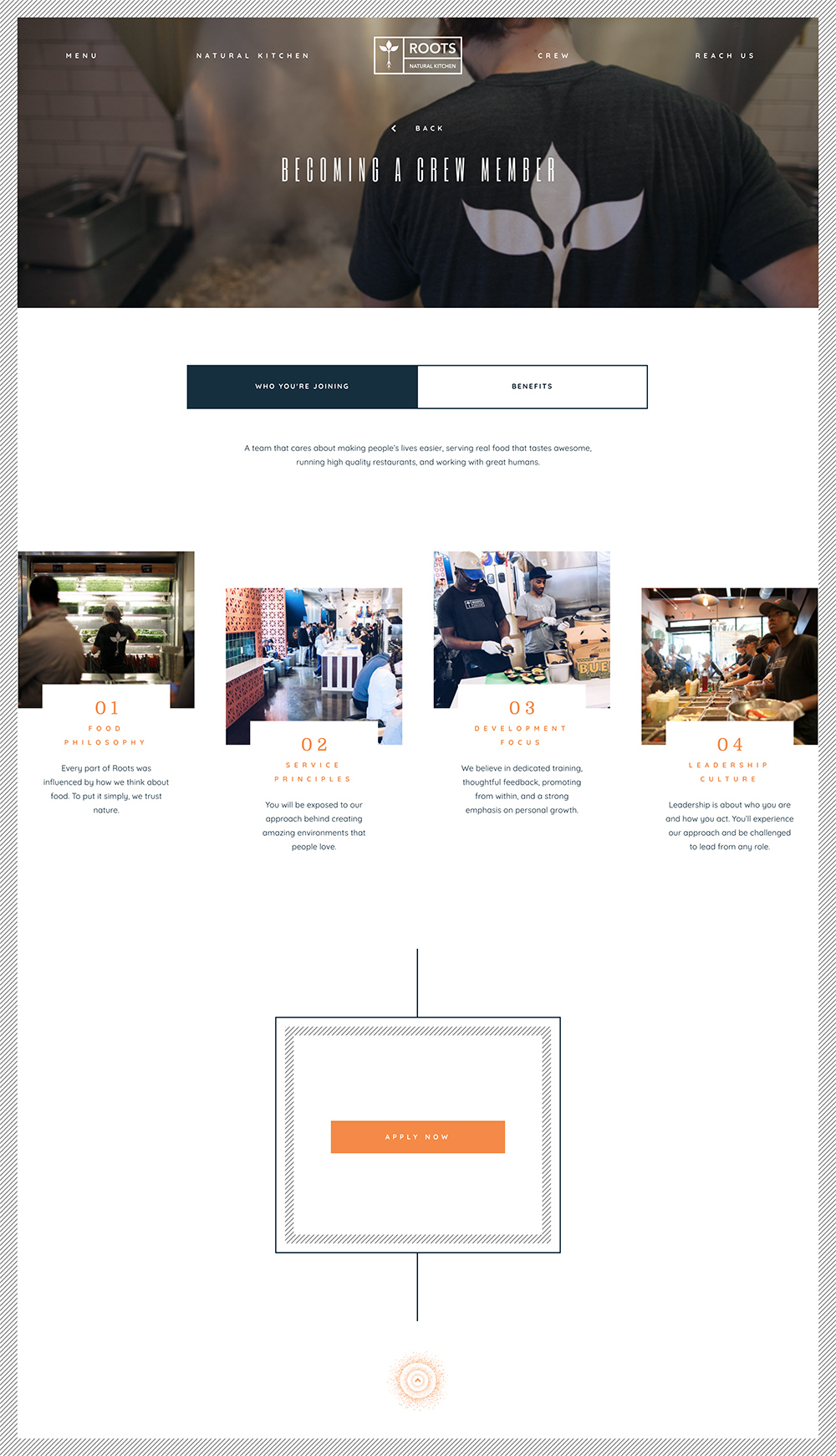 Roots Natural Kitchen's Home Page Design & Development