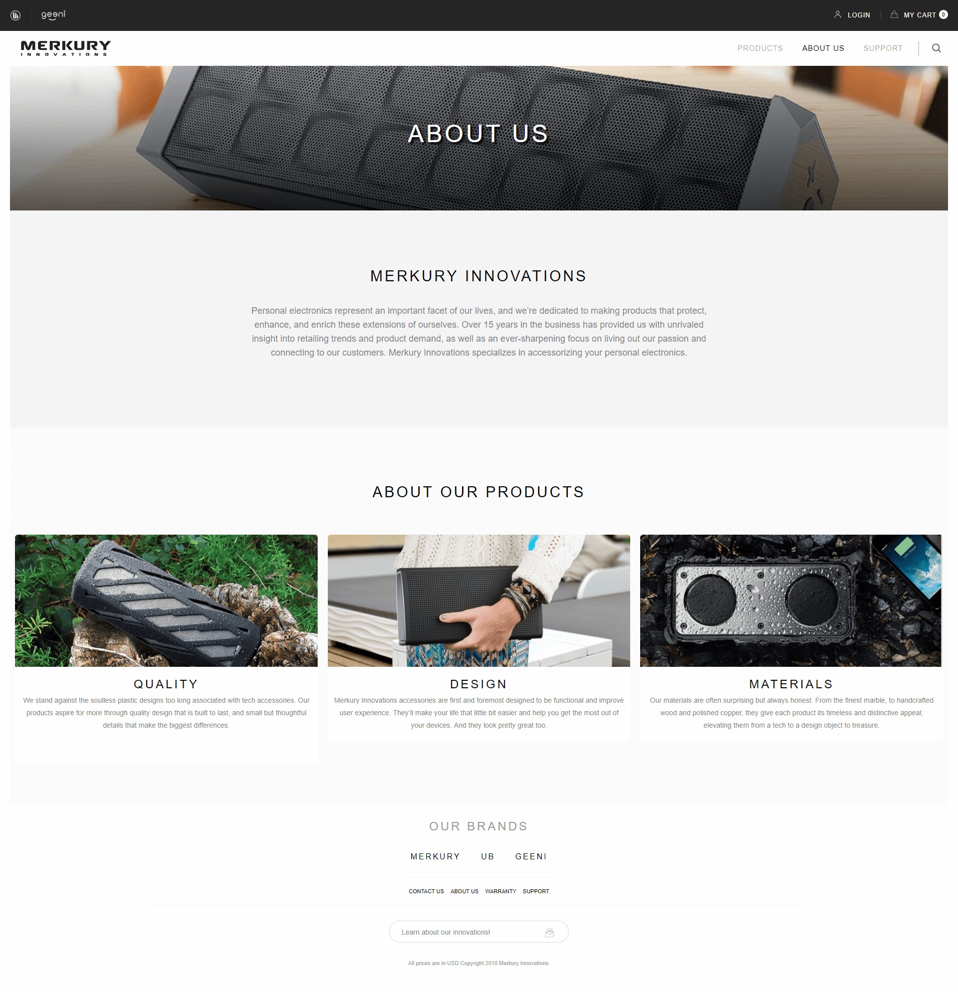 Merkury Innovations Inner Page Design and Development