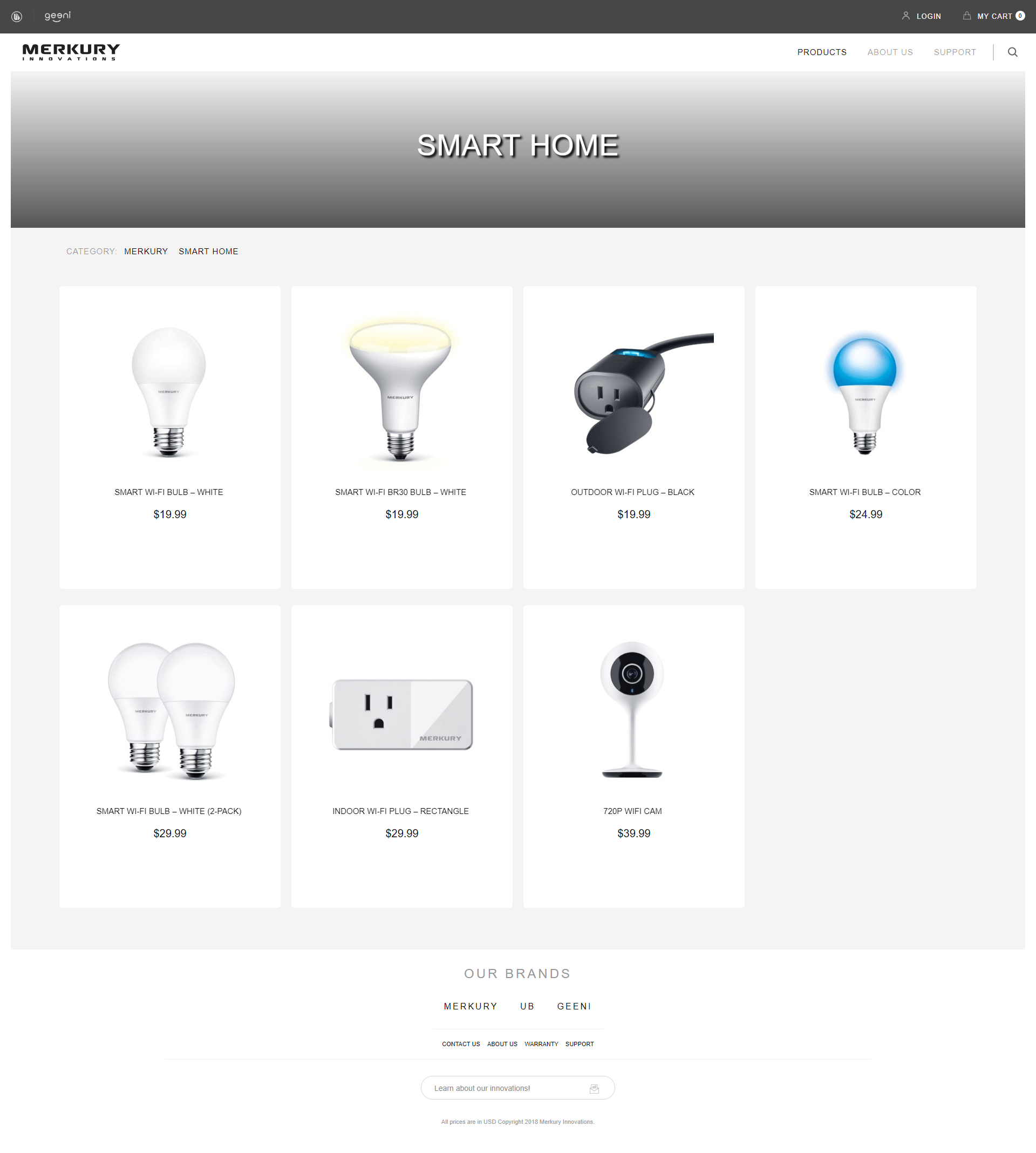 Merkury Innovations Inner Page Design and Development