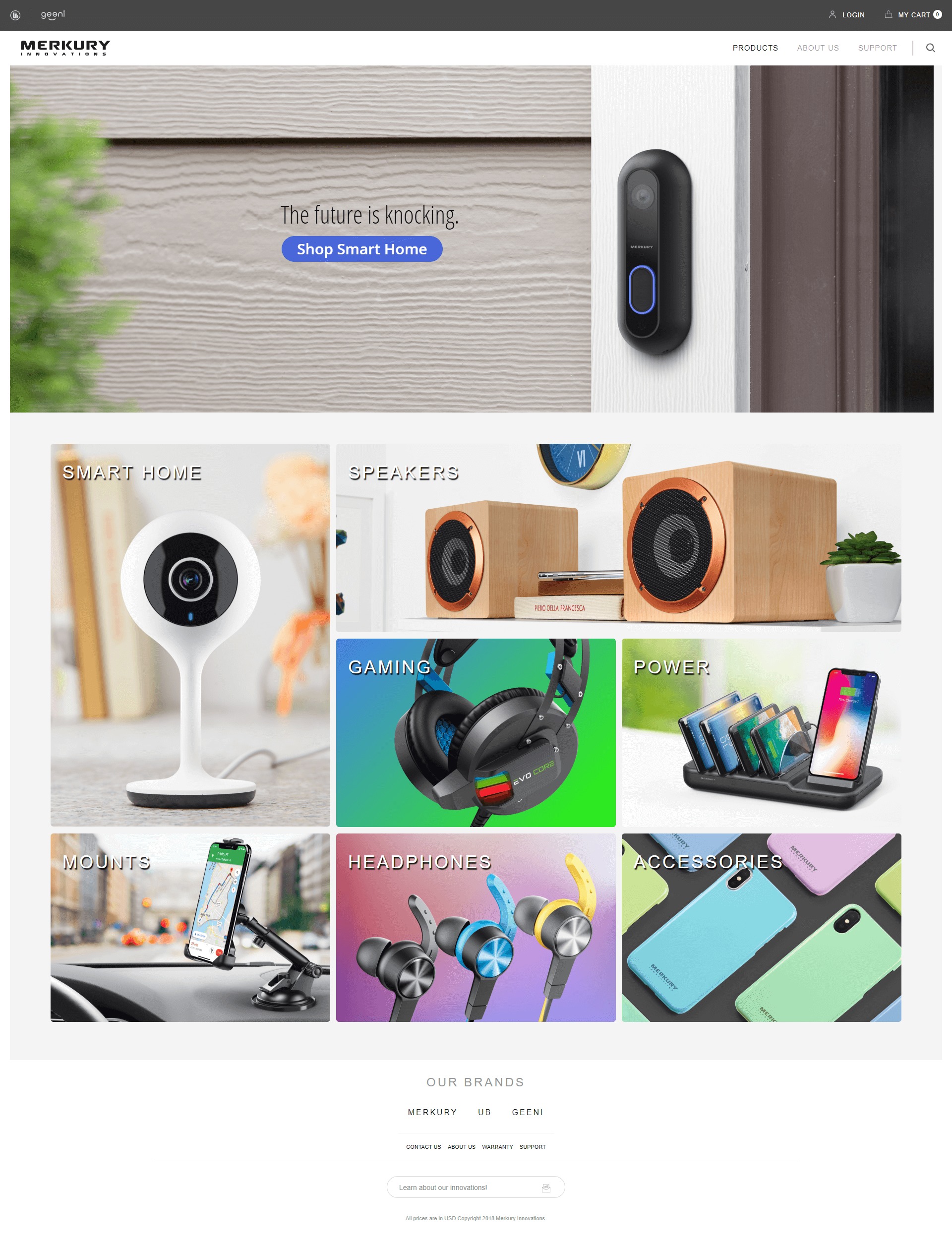 Merkury Innovations Home Page Design and Development