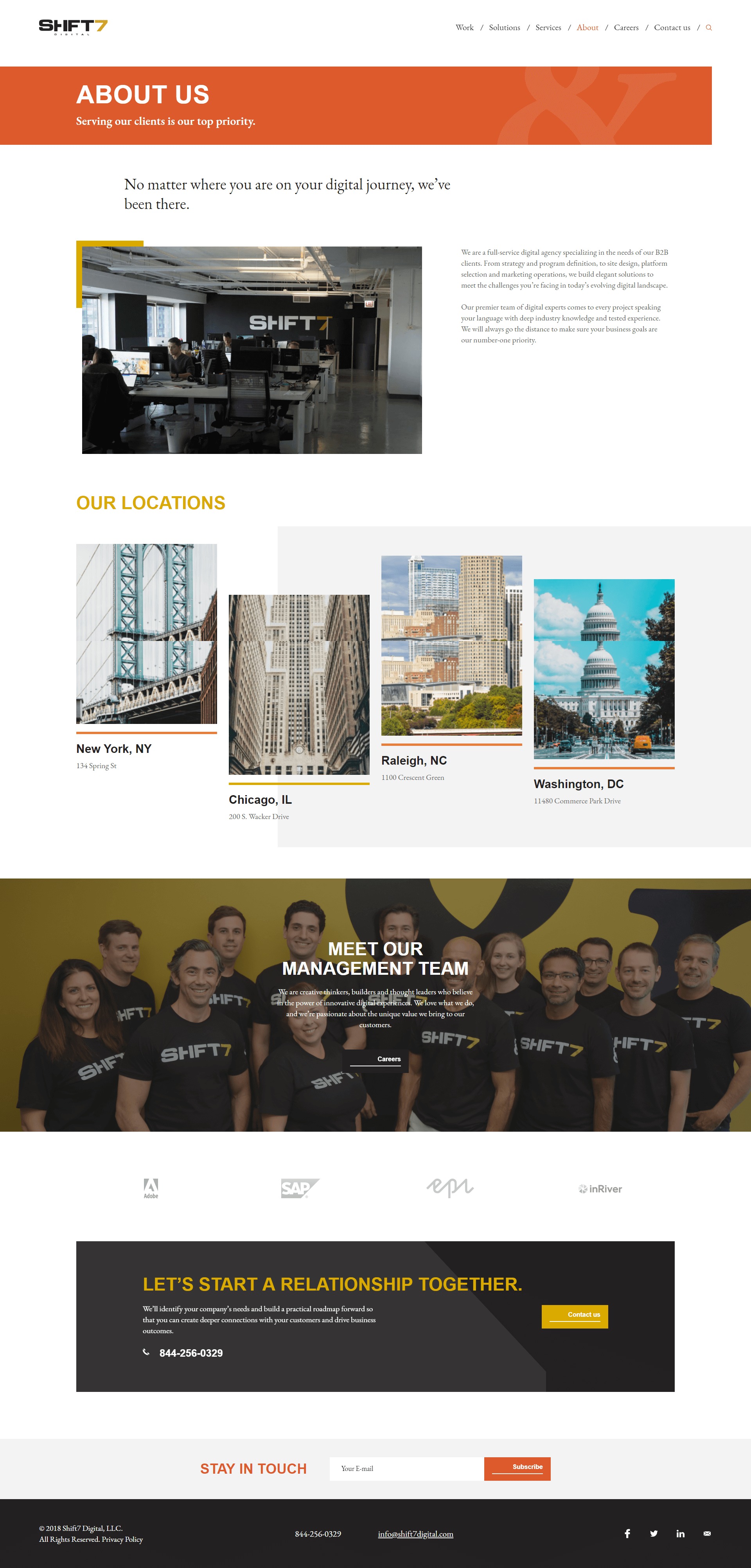 Shift7's Inner Page Design and Development