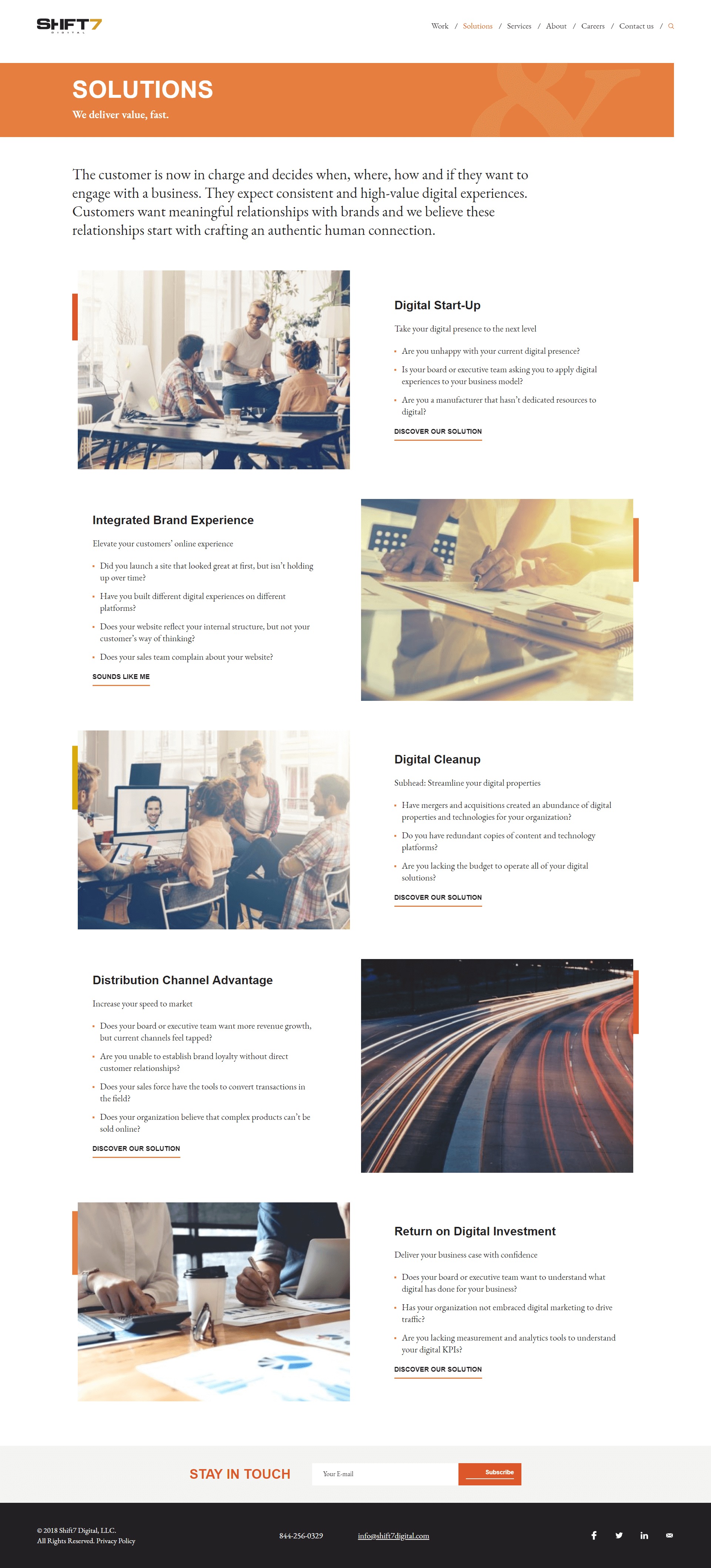 Shift7's Inner Page Design and Development