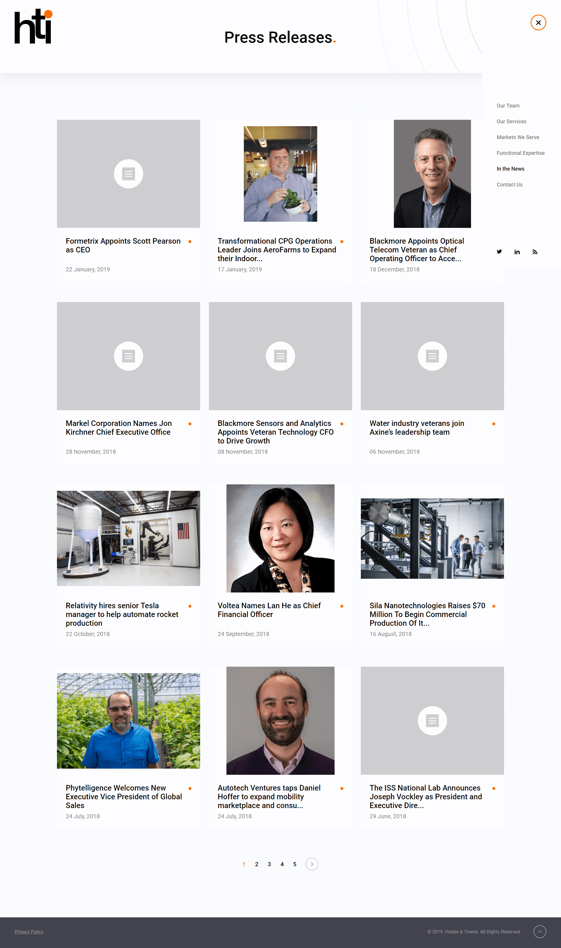 Hobbs & Towne Inner Page Design and Development
