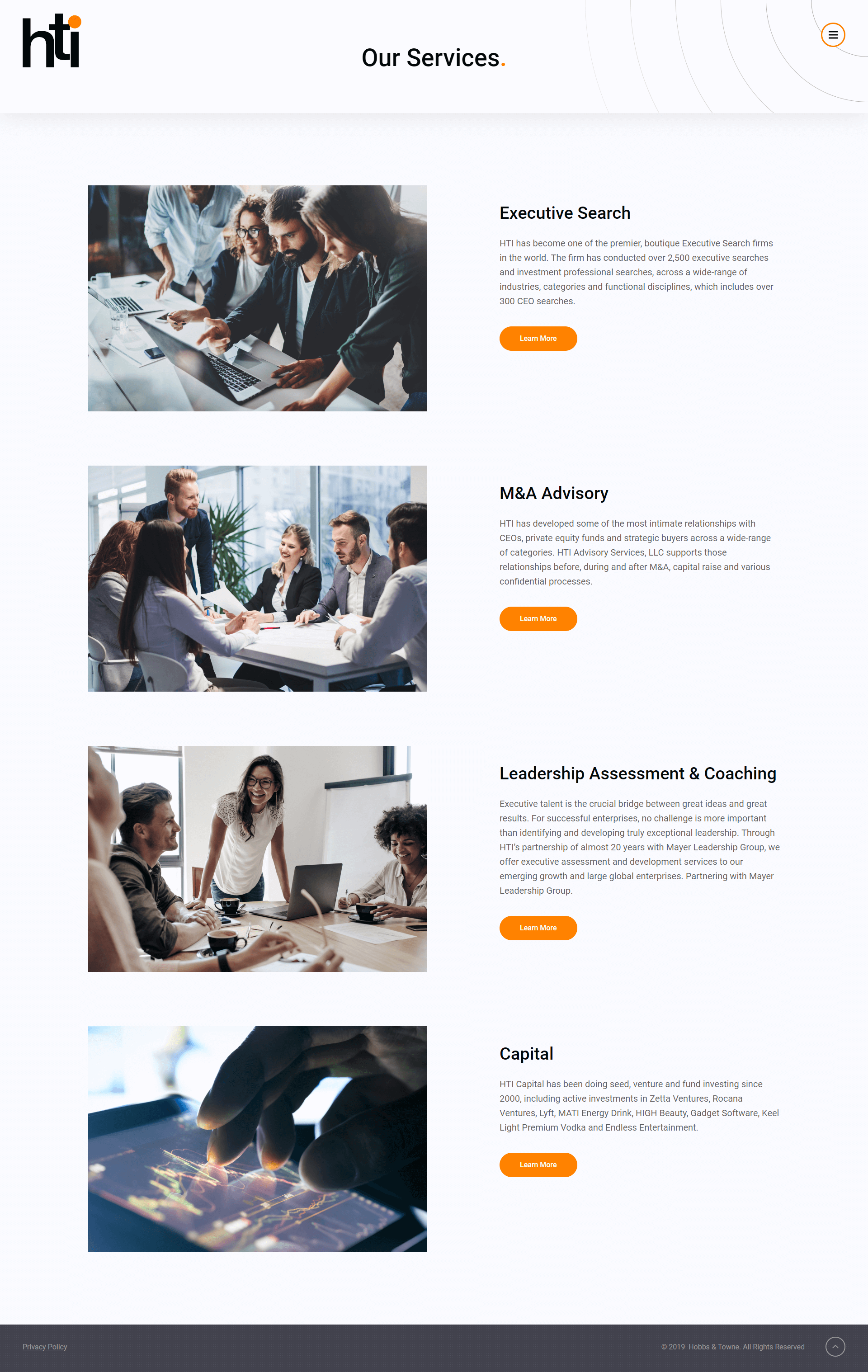 Hobbs & Towne Inner Page Design and Development