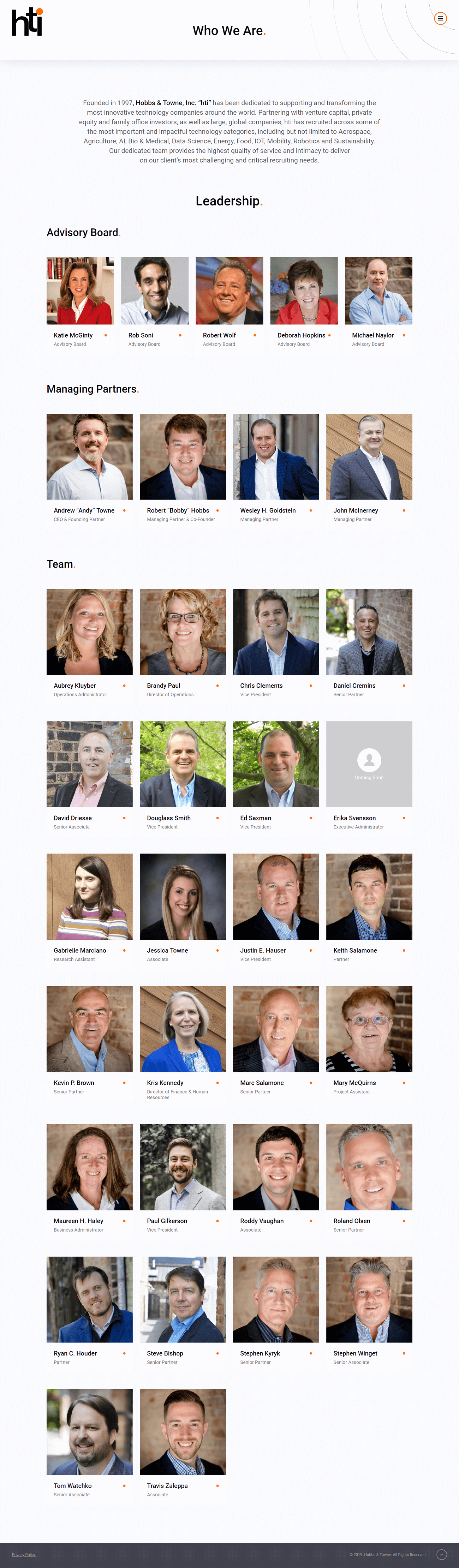 Hobbs & Towne Inner Page Design and Development