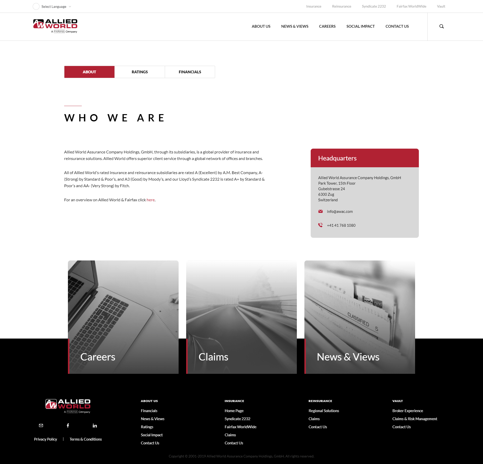 Allied World Inner Page Design and Development