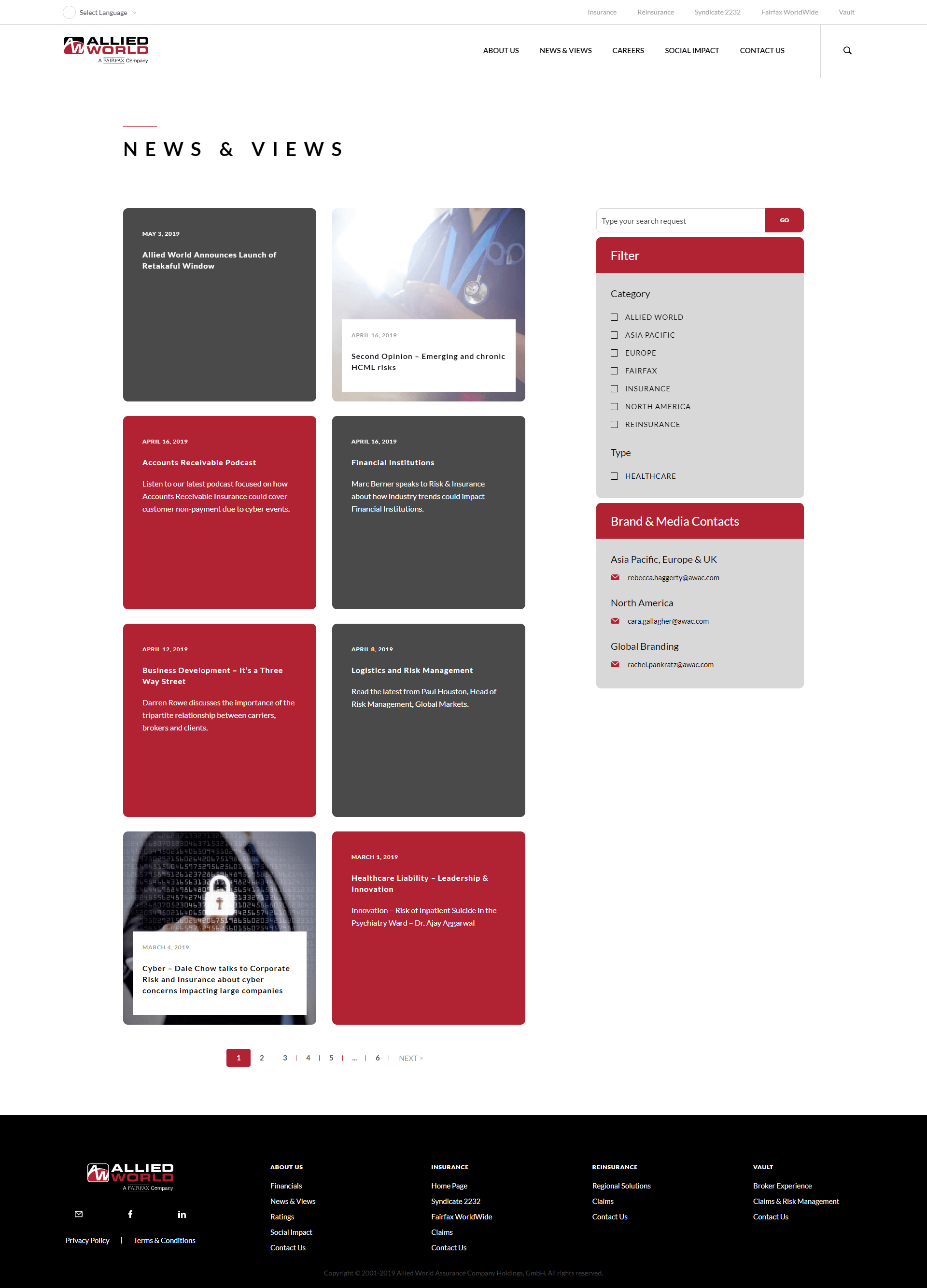 Allied World Inner Page Design and Development