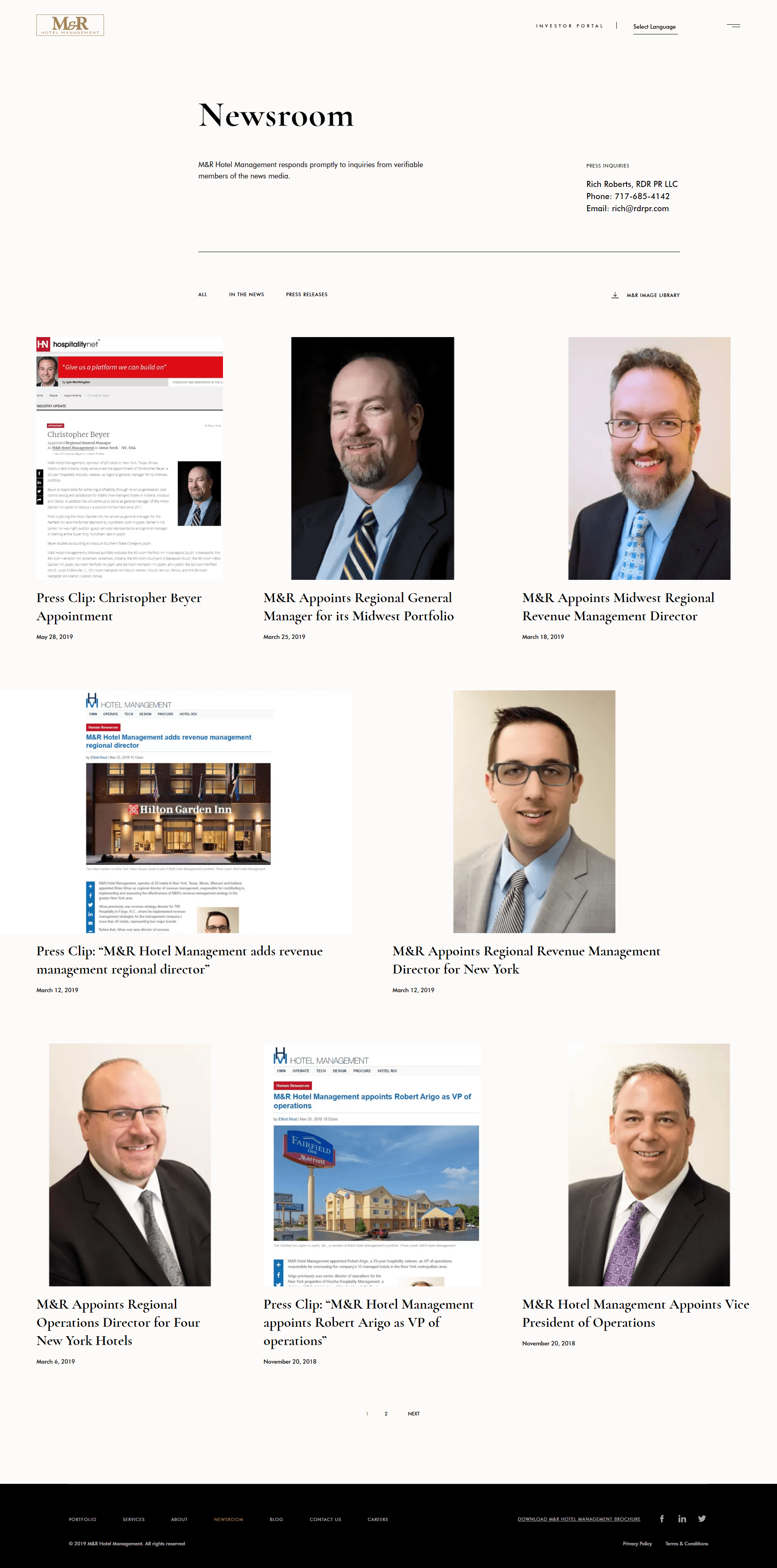 M&R Hotel Management Inner Page Design & Development