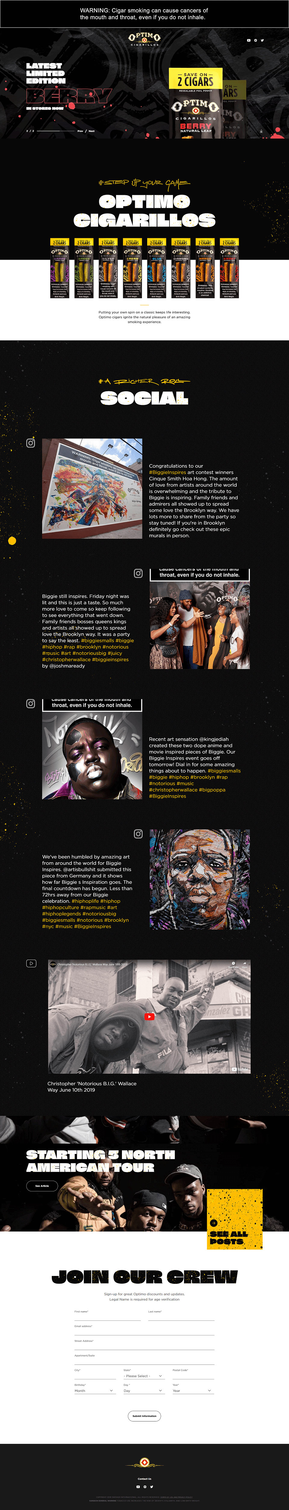 Optimo Cigars Inner Page Design & Development