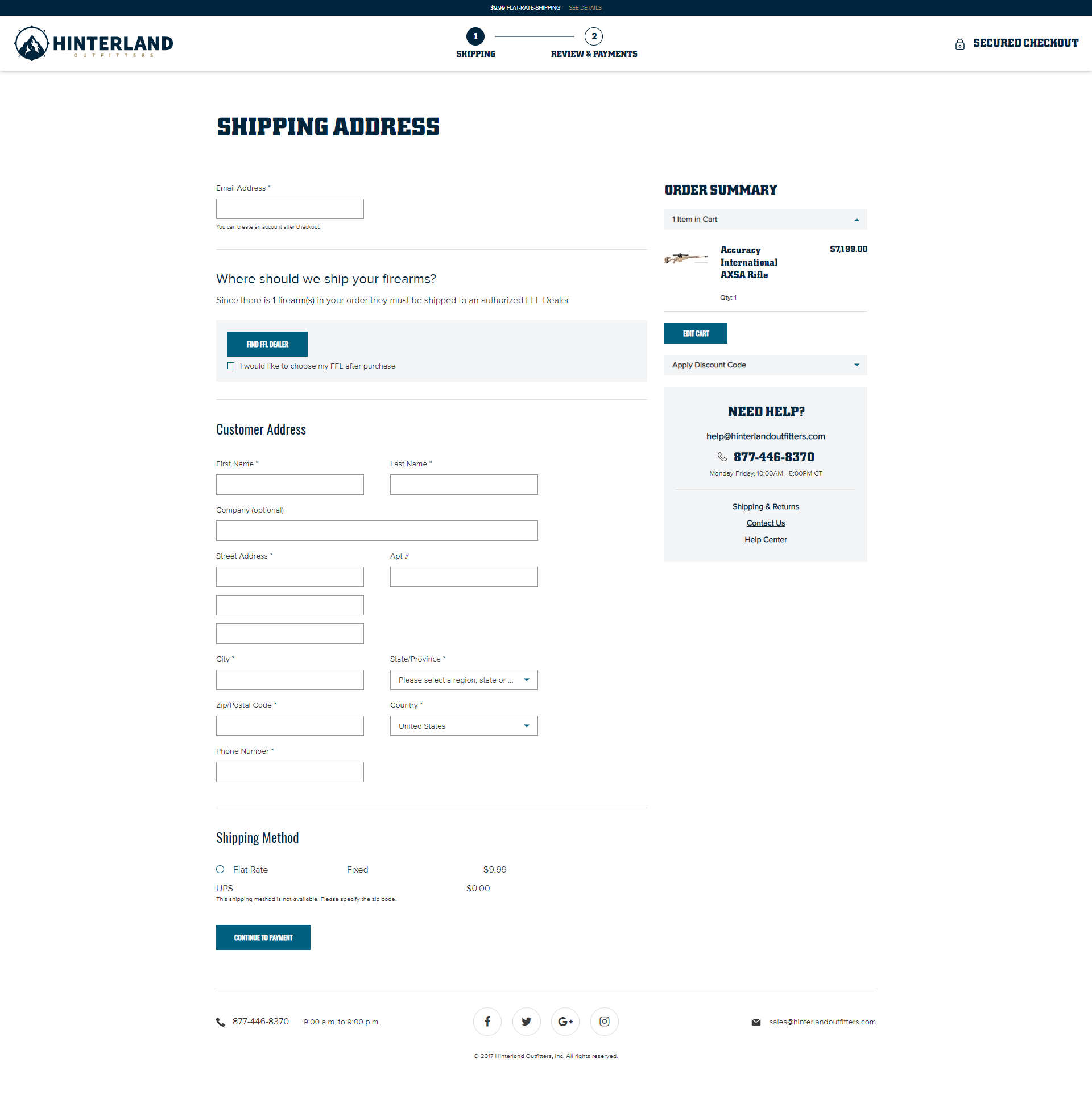 Hinterland Outfitters Inner Page Design & Development