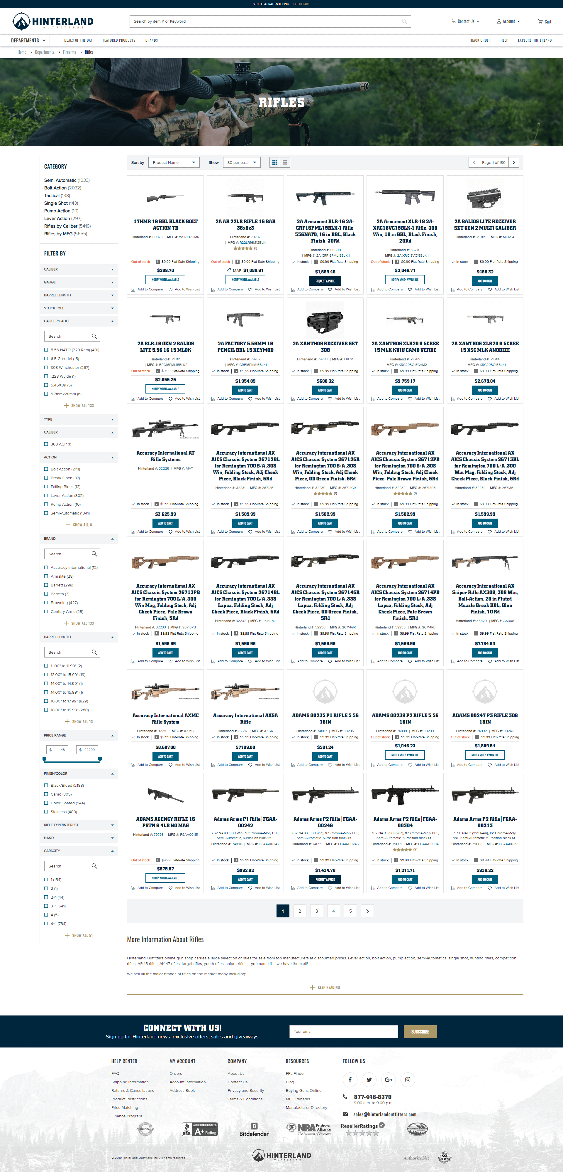 Hinterland Outfitters Inner Page Design & Development