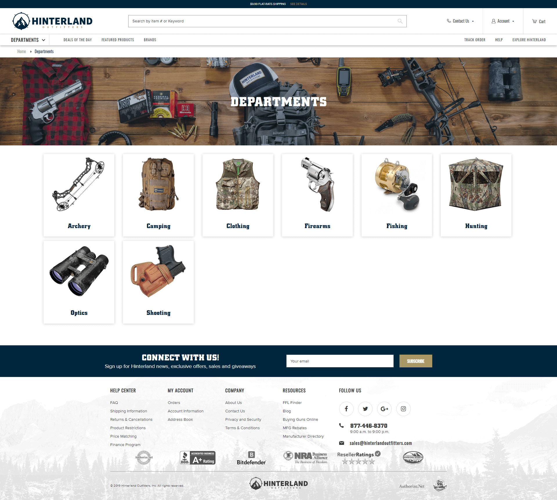 Hinterland Outfitters Inner Page Design & Development
