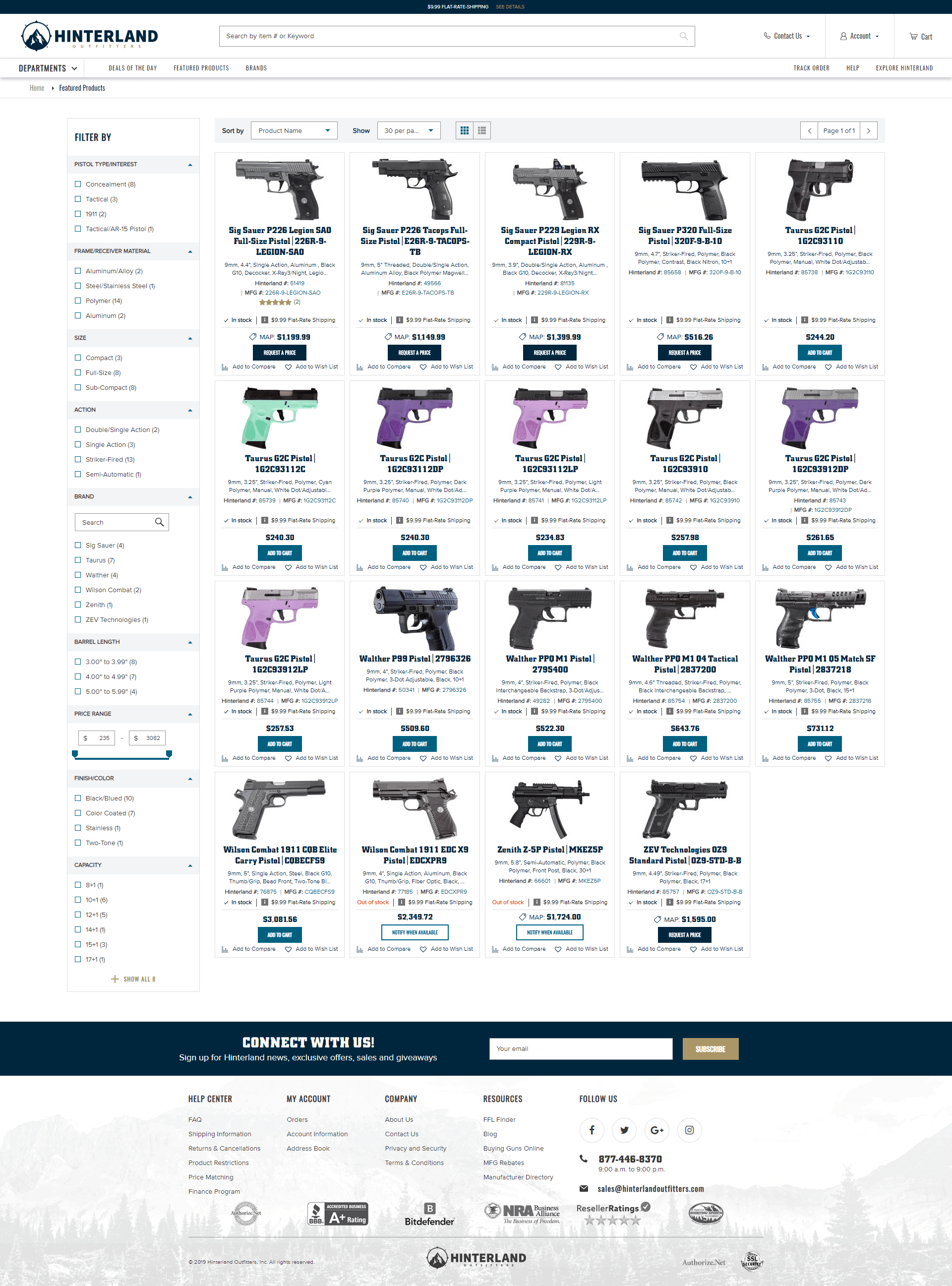 Hinterland Outfitters Inner Page Design & Development