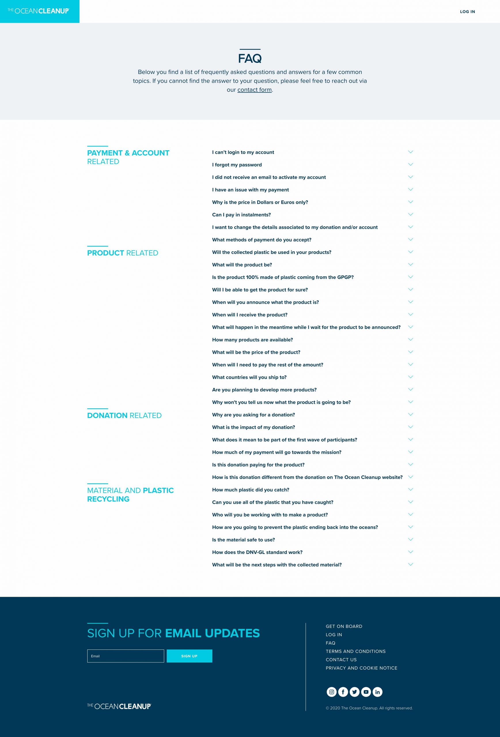 The Ocean Cleanup site inner page