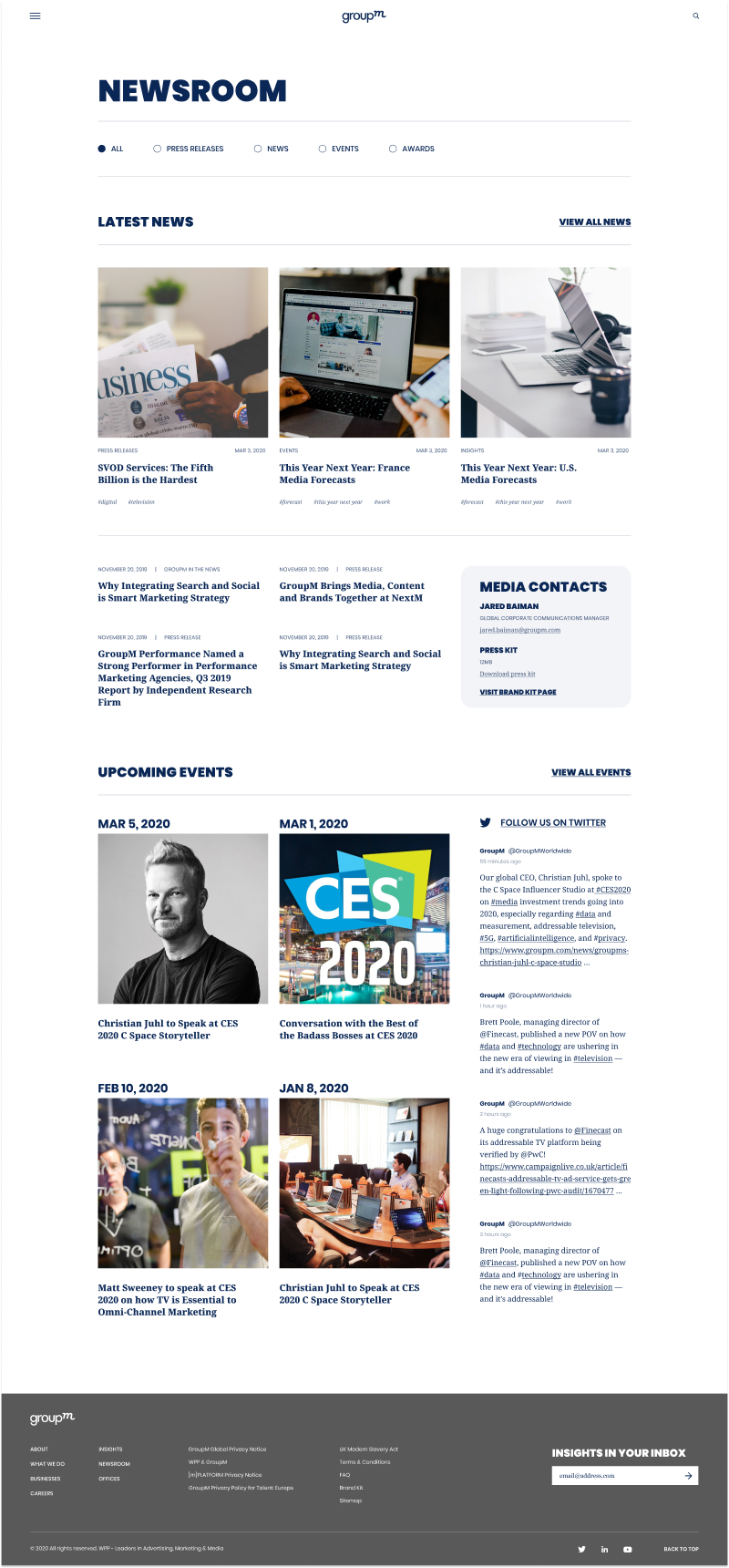 GroupM's Inner Pages Design and Development