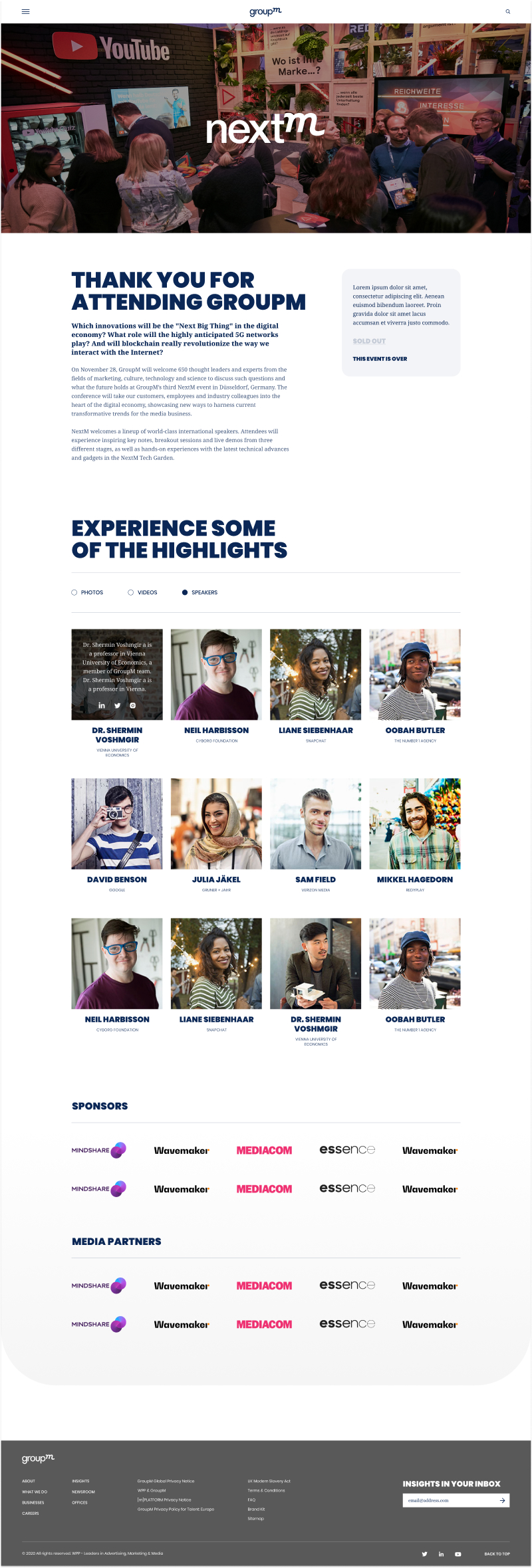 GroupM's Inner Pages Design and Development