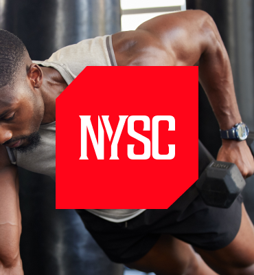 Web Design and Development for NYSC Gym showing a man holding a dumbbell