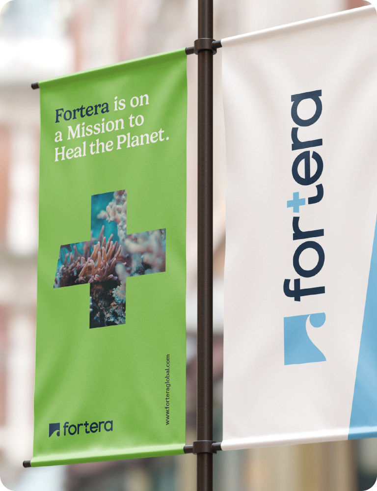 fortera brand identity banner hanging